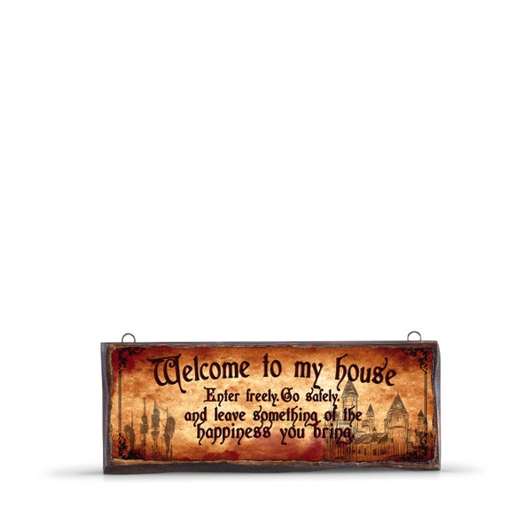 Welcome to my house - Bram Stoker - Dracula - Literary gift - Wooden sign - Wall hanging - Vampire decor - Horror art - Gothic Book lovers