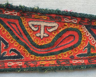 Arabachi turkmenische Seidenstickerei Chyrpy Fragment Ärmelende