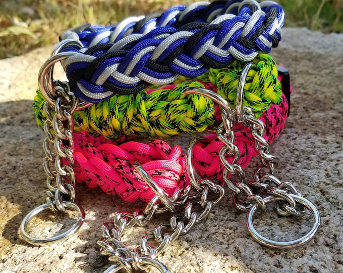 Chain Martingale Dog Collar Adjustable Check Chain Paracord Etsy