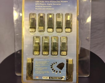 Adaptadores USB de 9 piezas, estilo vintage, nuevos en su empaque original. Incluye cables y puerto USB Authorthy2. El paquete indica que viene con una bolsa y 2 cables USB.