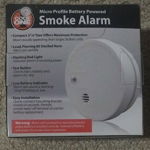 Code One Micro Profile 9V Battery Operated Smoke Fire Alarm I9040 85db ...