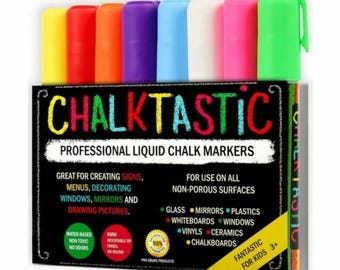 Chalktastic Fantastic Chalkboard Markers Erasable Ink Dry Erase Pens for School chalkboard Menu Board & Glass Car Window Neon Pastel Pens