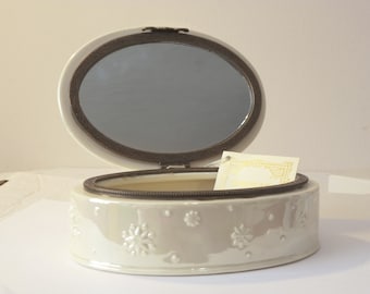 Christmas Frosty Porcelain Holiday Collection Vintage New with tags. 3D old world style with mirror. Just a wonderful gift Ideal