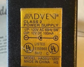 Genuine Advent Ha 35W-1201 Class 2 12volt 100mA Power Supply Adapter Brand New still in the package Perfect. never opened never used