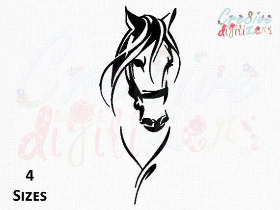 Horse Head Sketch Embroidery Design Horse Sketch Machine Embroidery Design In 4 Hoop Sizes By Cre8ive Digitizers