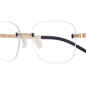 Lunettes en titane carré sans jante Gotti SR01-GOLDGT pour hommes avec une lentille Rx personnalisée sur ordonnance