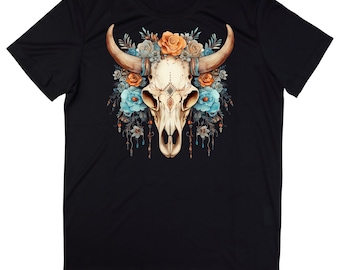Boho Bull Skull T-Shirt, Western Kuh Schädel Shirt, Boho Kuh Schädel, Cowboy T-Shirt, Western Grafik T-Shirt, Bull Skull Shirt, Cowboy T-Shirt