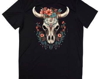 Boho Bull Skull T-Shirt, Western Kuh Schädel Shirt, Boho Kuh Schädel, Cowboy T-Shirt, Western Grafik T-Shirt, Bull Skull Shirt, Cowboy T-Shirt