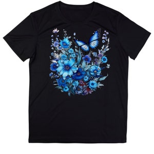 Blue Flower Shirt,Aesthetic Wild Flower Shirt, Botanical Floral,Minimalist Shirts  Women,Botanical Shirt, Nature Lover Shirt,Ladies Shirts