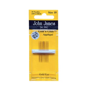 John James Gold 'N Glide Milliner Needles - Size 10, 10-Pack (JJEG150-10)