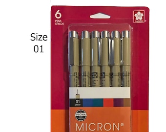 Permanent Fabric Markers, Pigma Micron Pen Set Size 01, 6 Colors