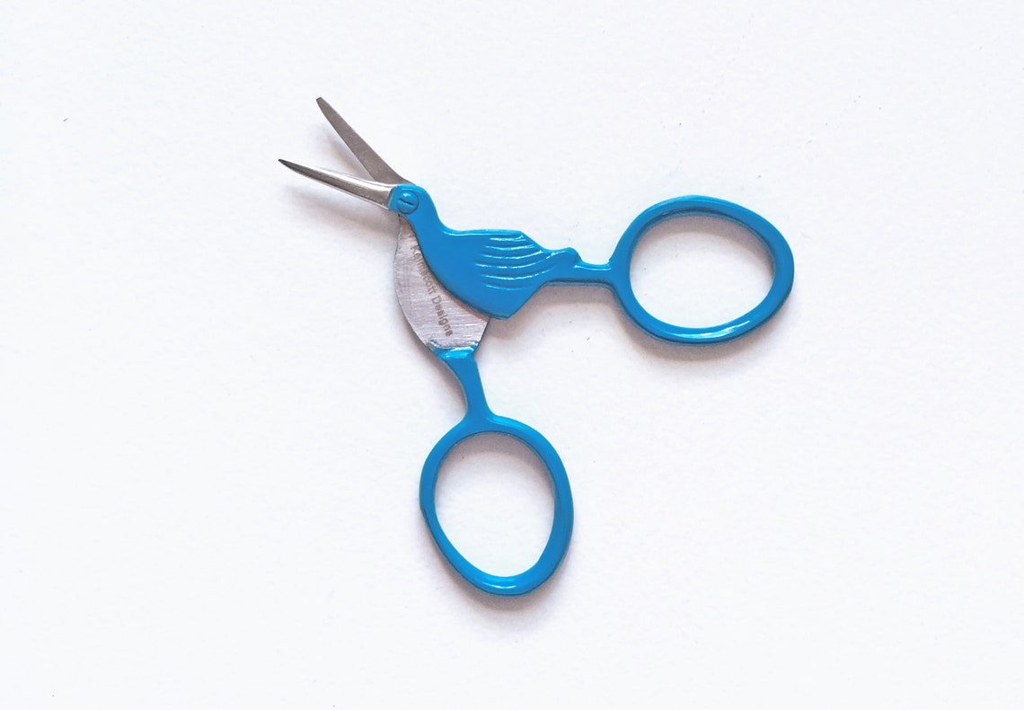 Thread Snips Stork Miniature Scissors Blue Handled Etsy