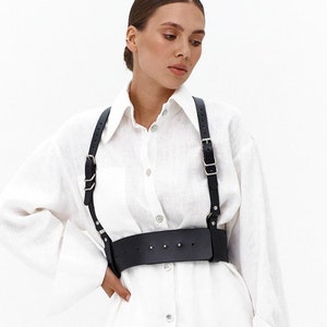 Corset harness, Underbust harness, Black leather harness, Chest harness woman, Wide harness belt, Plus size harness, Harnesses for women