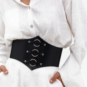 Wide leather belt for dress, Wide cinch belt, Wide corset belt, Real leather corset belt,Wide leather belt women,Wide black belt for dresses