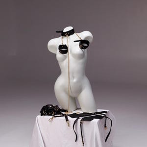 Bondage set with blindfold, Bondages for women, Restraints set, Choker collar with leash, Sensation play adult, Bondage gear, Fetish gear