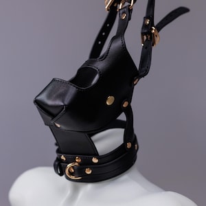 Masque facial pour adulte, Masque de bondage, Harnais de tête, Masque fétiche, Cagoule de bondage en cuir, Harnais buccal, Appuie-tête, Masque pervers