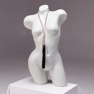Chain leash with black leather handle, Leash for pet play, Leash for adults, Bondage leash sub, Slave restraints, Fetish accessories