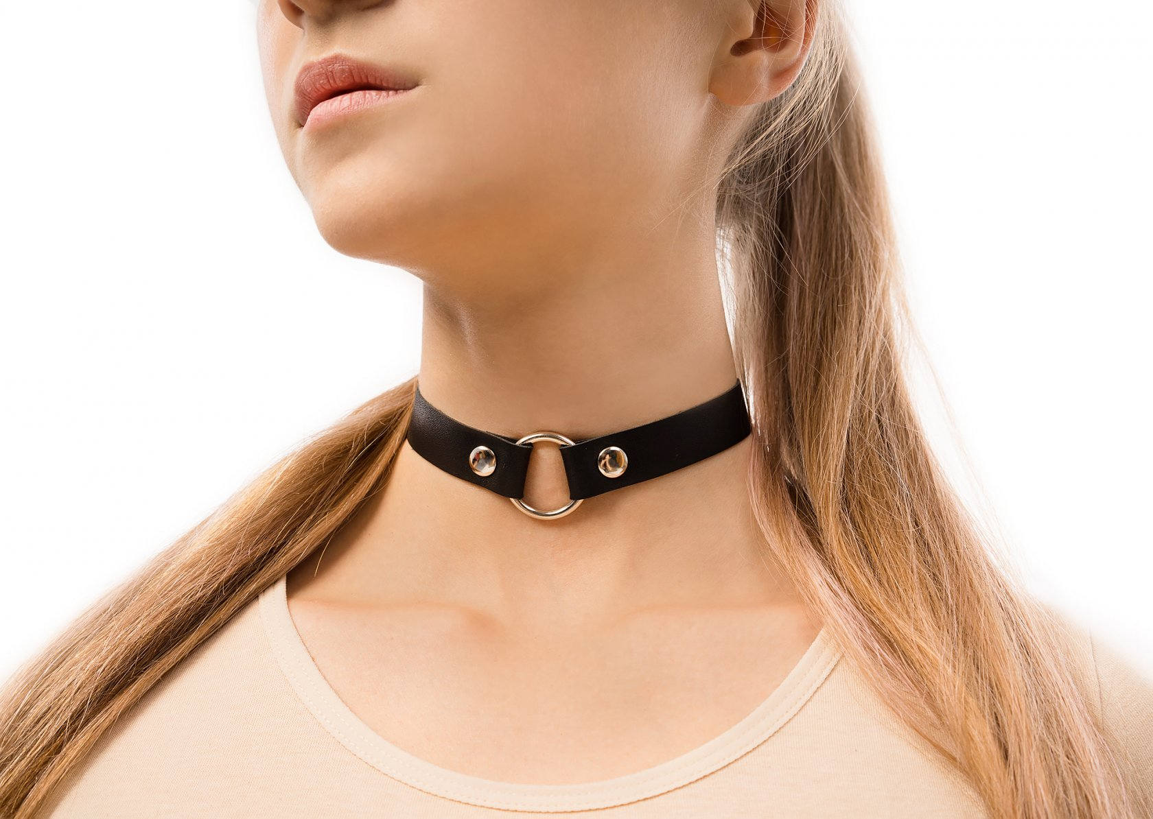 Leather Choker O Ring Choker Simple Choker Black Choker O Etsy