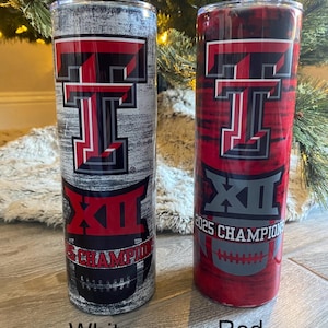 Texas Tech Big 12 Football 2025 Champions Custom 30 Oz Insulator Metal Tumbler with straw