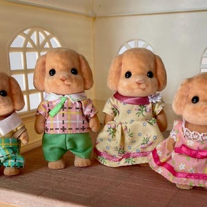 Vintage Sylvanian Families Toy Poodle Mother Father Daughter Son