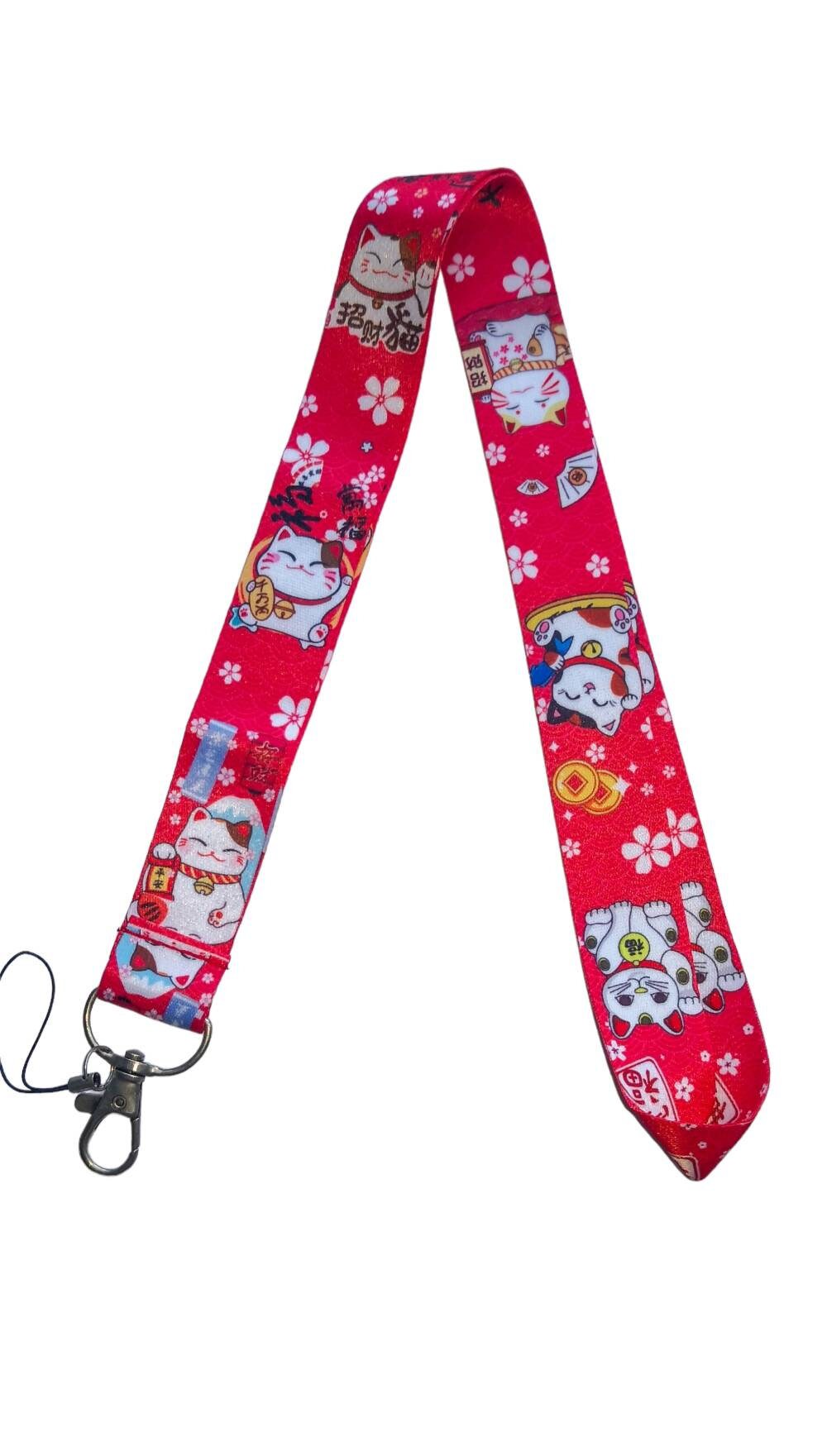 LParkin Lucky Japanese Cat Lanyard with ID Badge Holder Cute lanyards for  Women Men Cat Gift