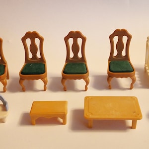 Vintage Sylvanian Families Furniture chairs tables mirror