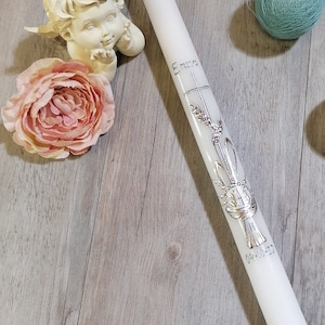 Real Candle Personalized Communion Candle 45cm - Host and Cross