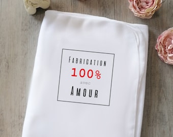 Couverture polaire bébé naissance - " Fabrication 100% avec amour " - ZF0009