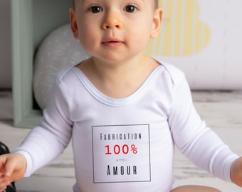 body bébé mixte manches courtes - " Fabrication 100% avec amour " - ZF0009