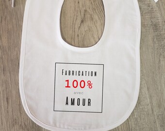 Bavoir naissance - Fabrication 100 % avec amour - ZF0009