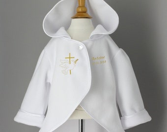 White baby baptism cape - Pattern of your choice and customizable