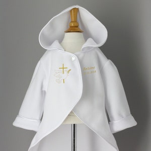 White baby baptism cape Pattern of your choice and customizable image 1