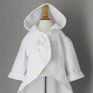 Cape baptême bébé blanche - Motif au choix et personnalisable