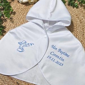 Cape bébé et enfant satin blanc pour baptême Motif au choix et personnalisable image 10