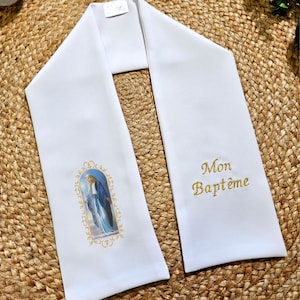 Customizable VIRGIN MARY baptism communion confirmation stole scarf ZF-29 image 1