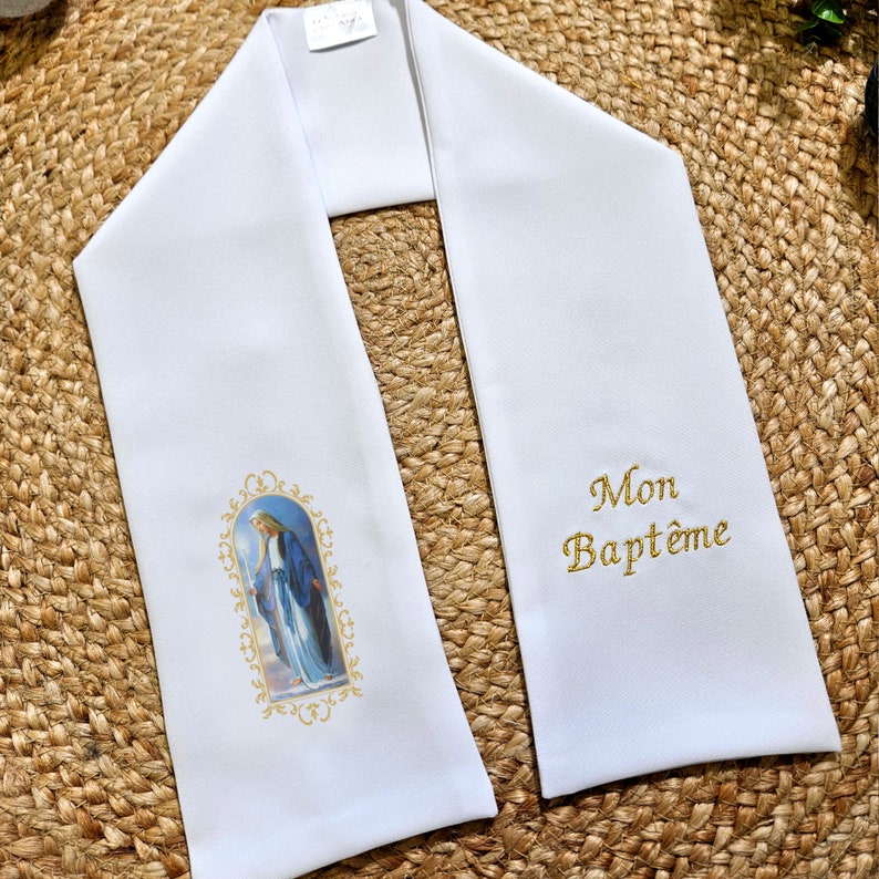 Customizable VIRGIN MARY baptism communion confirmation stole scarf ZF-29 image 1