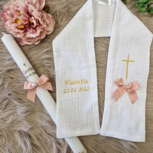 Baptism stole scarf and customizable candle with CHRISTIAN CROSS image 5