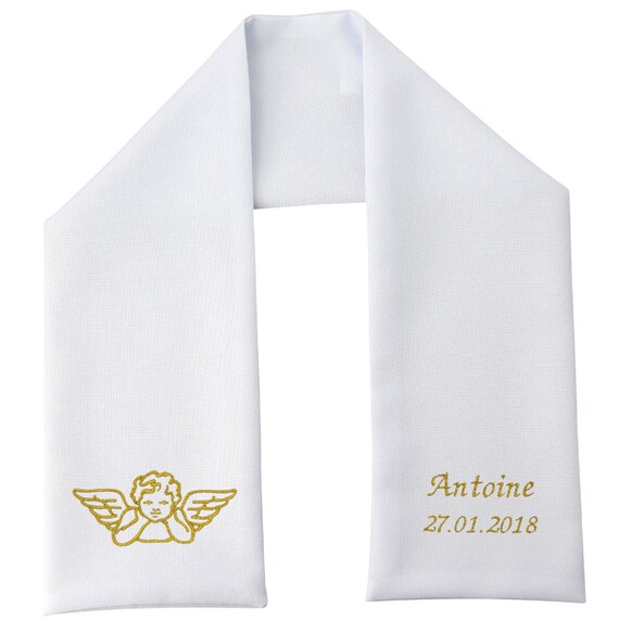 Personnalisé Babys baptême Châle brodé argent grande croix