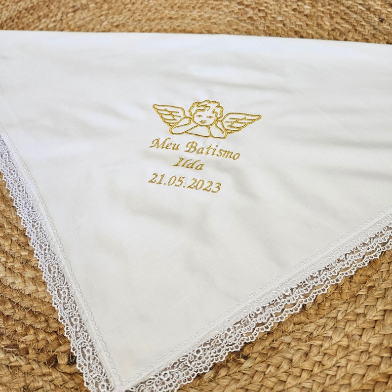 Tissu de baptême blanc Motif au choix et personnalisable image 10