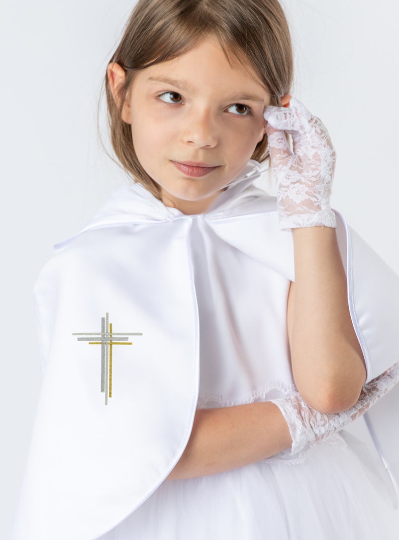 Cape baptême ou communion enfant 2-12ans MOTIF AU CHOIX inclus et personnalisable image 1