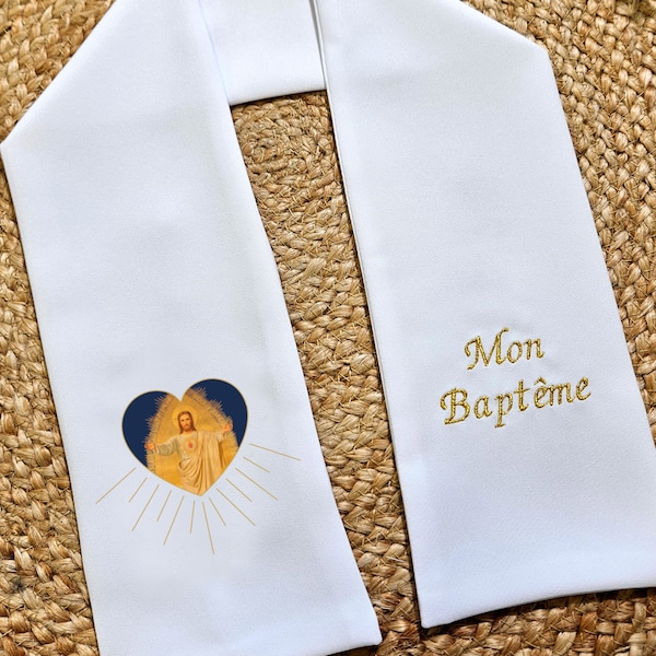 Écharpe étole baptême communion confirmation CHRIST  personnalisable - ZF-34