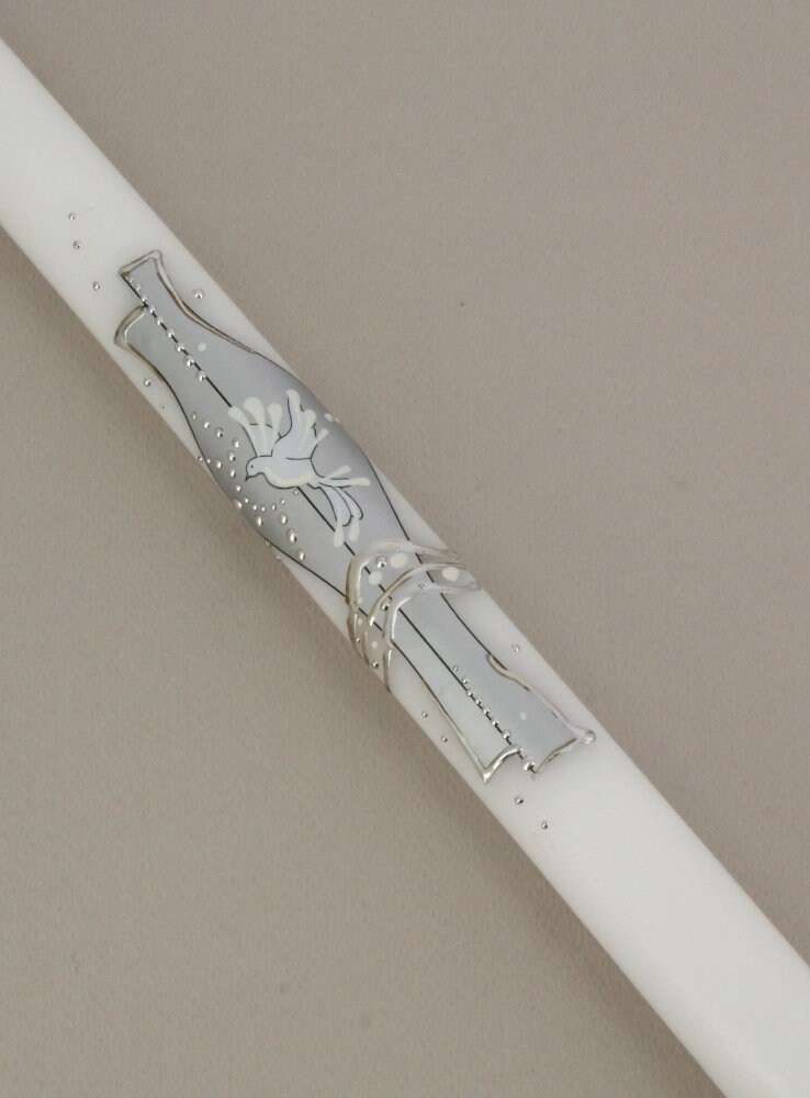 Cierge Baptême Personnalisé - Colombe et Eau