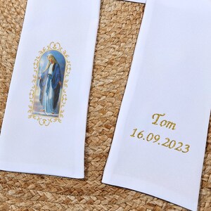 Customizable VIRGIN MARY baptism communion confirmation stole scarf ZF-29 image 2