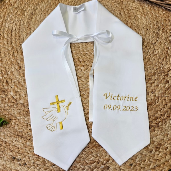 CROSS AND DOVE satin Baptism stole included + customizable Z1