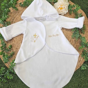 White baby baptism cape Pattern of your choice and customizable image 6