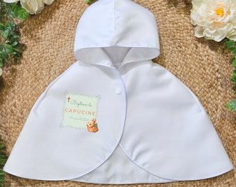 Cape bébé et enfant satin blanc pour baptême tendresse ZPF2