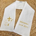 Christening stole scarf in cotton gauze, customizable with embroidery product logo