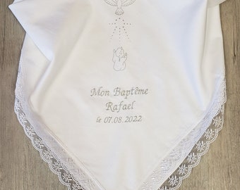 BABY and DOVE white baptism fabric (F21)