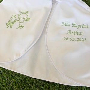 Cape bébé / enfant tailles dispo. 3 mois à 16 ans satin blanc pour baptême Personnalisable image 5