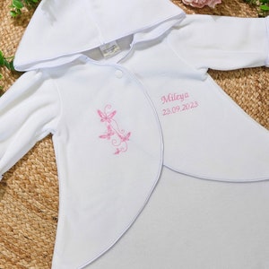 White baby baptism cape Pattern of your choice and customizable image 5